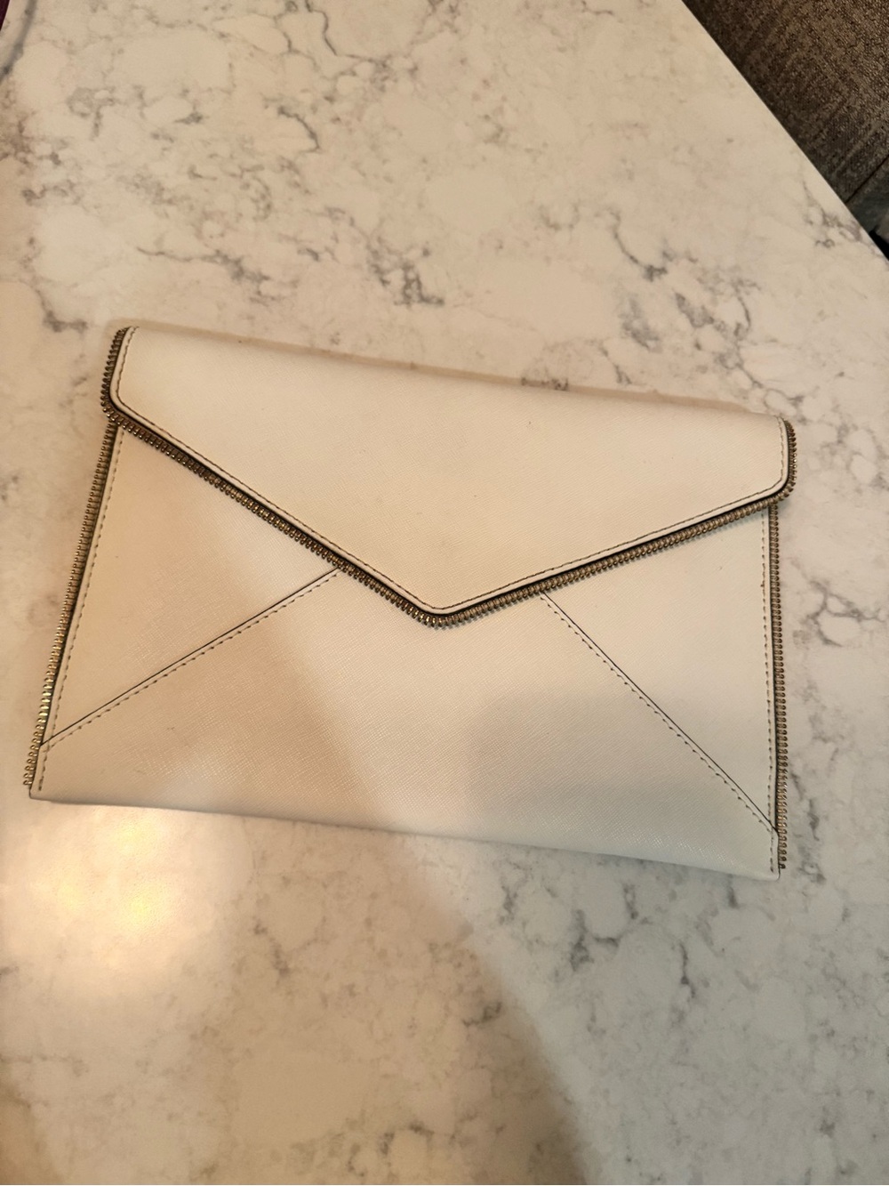Rebecca Minkoff Cream Envelope Clutch with Chain Trim
